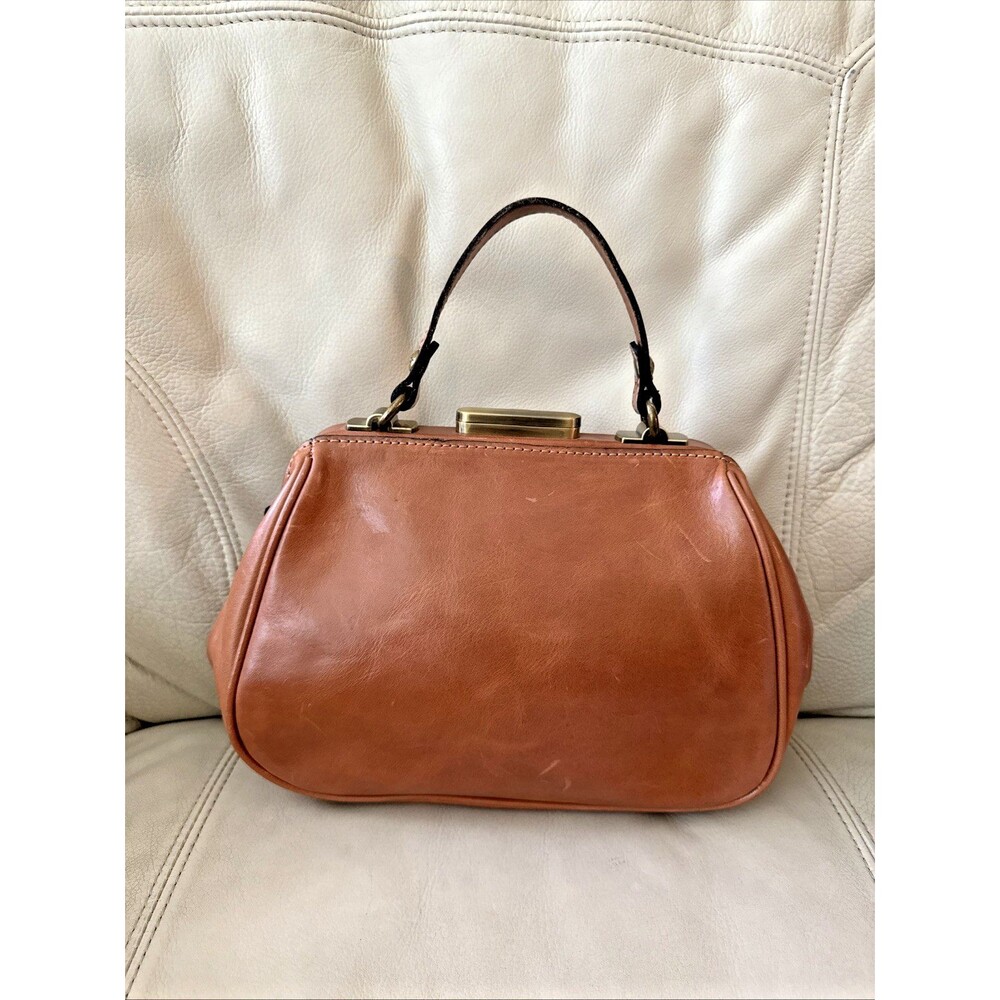 Patricia Nash Leather Gracchi Frame Satchel Bag Brown Top Handle Y2K - Picture 4 of 15